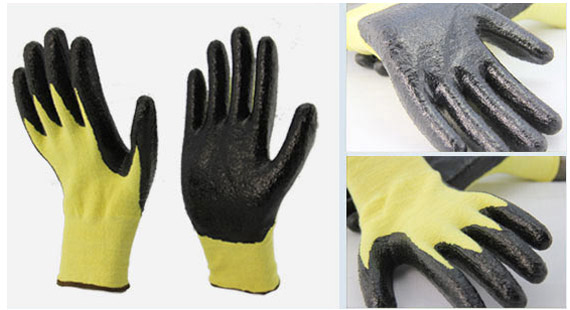 Kevlar®13针丁腈光面涂层防割手套