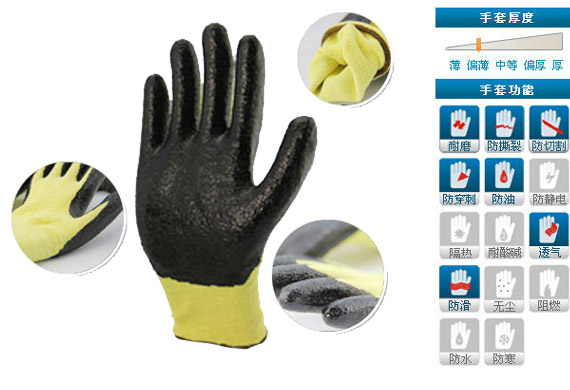 Kevlar®13针丁腈光面涂层防割手套 Kevlar®13针丁腈光面涂层防割手套