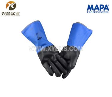MAPA 332氯丁橡胶涂层防化手套 